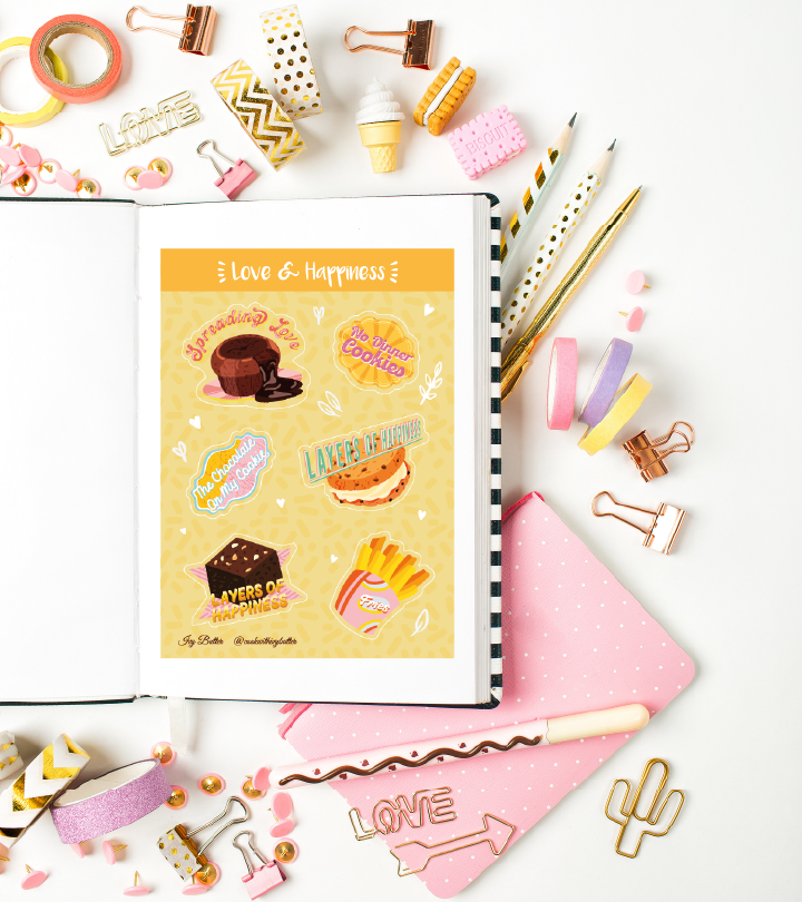 Planche Stickers : Love et Happiness (Edition Ivy Butter)